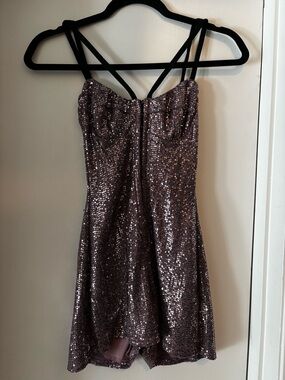 Lucy in the Sky Sparkling Mauve Sequined Strappy Romper